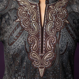 Yami Brown Printed Fleece Long Kurta