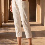 Ivory Cotton Blend Regular Fit Capris