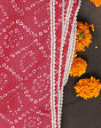 Pink Cotton Silk Dupatta with Bandhej Print