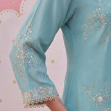 Noor Cyan Blue Aari Embroidered Suit Set