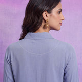 Blue Rayon Embroidered Shirt