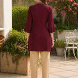 Lakhnavi Embroidered A-Line Rayon Kurti