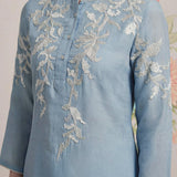 Intira Blue Embroidered A-line Kurta