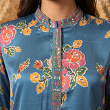 Aarohi Ocean Blue Printed Top