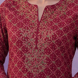 Red All Over Printed Kurta Set with Dori Embroider