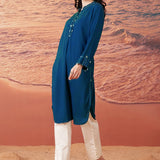 Anisa Navy Monochrome Lyocell Kurta for Women
