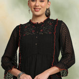 Ethnic Threadwork A-Line Georgette Kurti