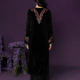 Navya Black Embroidered Velvet Suit Set with Brasso Dupatta