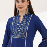 Cotton Linen Embroidered Kurta