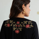 Aafreen Coal Black Aari & Zari Embroidered Panelled Suit Set