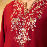 Avika Crimson Red Embroidered Suit Set