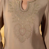 Tanirika Ecru Beige Embroidered Kurta Set