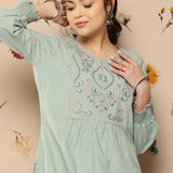 Cotton Linen Embroidered Top