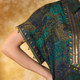 Zareen Pine Green Printed Kaftan Set