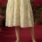 Pakeezah Cream with Green Embroidered Schiffli Indo-western Dress