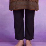 Brown Printed Viscose Straight Co-Ord Set