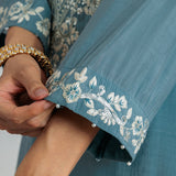 Kiara Cadet Blue Embroidered Suit Set
