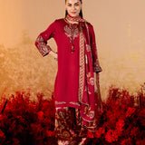 Ameera Ruby Red Embroidered Suit Set