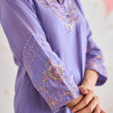Navya Periwinkle Lilac Embroidered Kurta Set