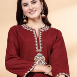 Cotton Blend Floral Embroidered Co-Ord Set