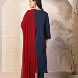 Cotton Blend Floral Embroidered Kurta Palazzo Dupatta Set