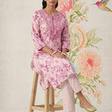 Kavya Fuchsia Printed Chanderi Suit Set with Dupatta