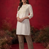 Sehr Ivory Embroidered Silk Kurti