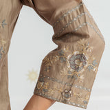 Navya Golden Brown Embroidered Kurta Set