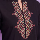 Viscose Rayon Black Dori Embroidered Tunic