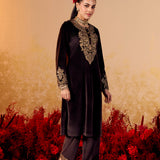 Riddhi Espresso Brown Embroidered Velvet Suit Set