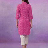 Fuchsia All-Over Printed Cotton Cambric Straight Kurti