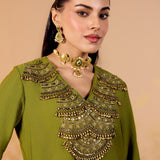 Charvi Pear Green Embroidered Kurta Set