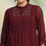Ethnic Threadwork A-Line Georgette Kurti