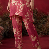 Fuchsia Printed Cotton Blend Relaxed Co-ord Set