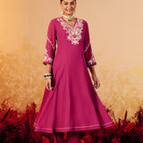 Aarini Jazzberry Fuchsia Embroidered Suit Set