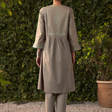 Syra Grey Embroidered Rayon Kurta Set for Women