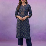 Blue All Over Printed Kurta Set with Dori Embroider