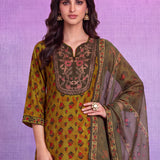 Mustard Viscose Straight Kurta Set