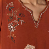 Anvitha Ginger Orange Embroidered Co-ord Set