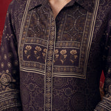 Flora Deep Purple Printed Shantoon Kurta for Women