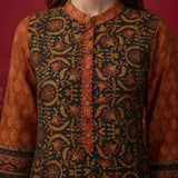 Gulrukh Green Traditional Printed Long Kurta Set