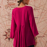 Mansha Fuchsia Pink Embroidered Rayon Top for Women