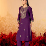 Riva Imperial Purple Embroidered Suit Set