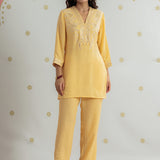 Elowen Pastel Yellow Embroidered Co-ord Set