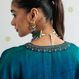 Aarini Blue Ombre Embroidered Kaftan Set