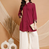 Solid Embroidered Straight Tunic Shirt