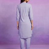 Blue Viscose Rayon Dori Embroidered Co-ord Set