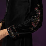 Iravya Black Embroidered Velvet Co-ord Set
