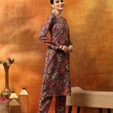 Wool Blend Floral Printed Kurta Palazzo Set