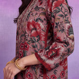Pink Rayon Floral Embroidered Straight Co-ord Set